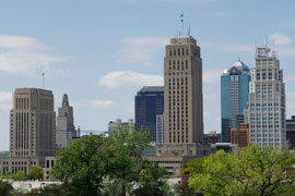 Kansas city skyline, skyscrapers